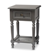 Baxton Studio Sheldon Modern and Contemporary Vintage Grey Finished Wood 1-Drawer End Table
